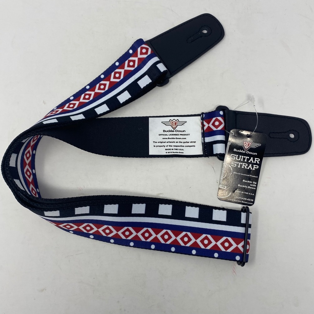 Buckle-Down Geometric Diamond Pattern Guitar Strap Red White Blue Made in USA